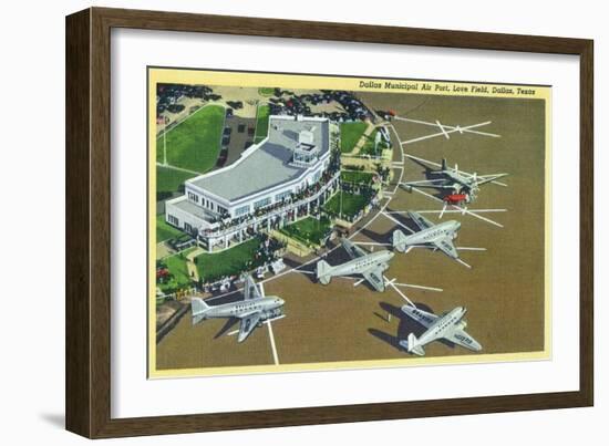 Dallas, Texas - Landed Planes on Love Field View-Lantern Press-Framed Art Print