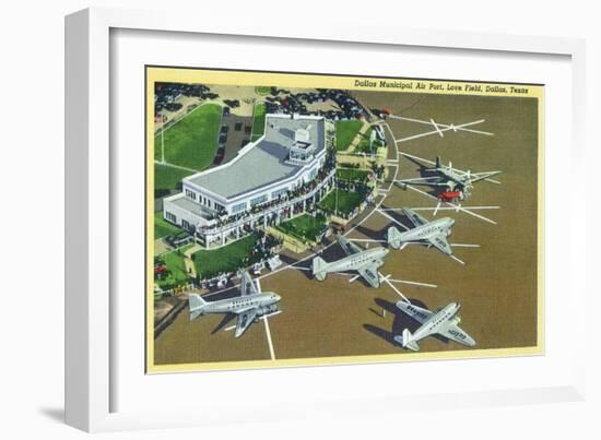 Dallas, Texas - Landed Planes on Love Field View-Lantern Press-Framed Art Print