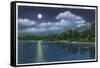 Dallas, Texas - Moonlight Scene on White Rock Lake, c.1941-Lantern Press-Framed Stretched Canvas