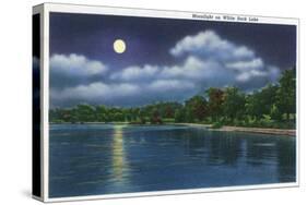 Dallas, Texas - Moonlight Scene on White Rock Lake, c.1941-Lantern Press-Stretched Canvas