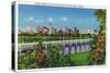 Dallas, Texas - Oak Cliff End of Corinth Street Viaduct View of the City Skyline, c.1941-Lantern Press-Stretched Canvas