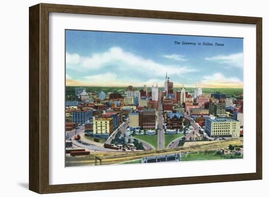 Dallas, Texas - Panoramic Aerial View of the City and the Triple Underpass, c.1941-Lantern Press-Framed Art Print