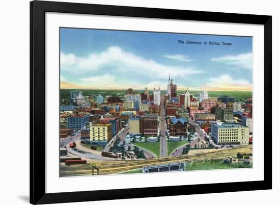 Dallas, Texas - Panoramic Aerial View of the City and the Triple Underpass, c.1941-Lantern Press-Framed Premium Giclee Print