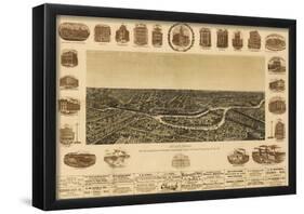 Dallas, Texas - Panoramic Map-null-Framed Poster