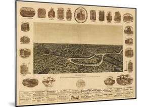 Dallas, Texas - Panoramic Map-Lantern Press-Mounted Art Print