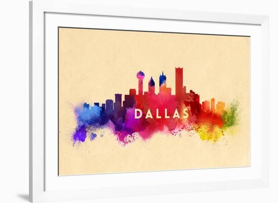 Dallas, Texas - Skyline Abstract-Lantern Press-Framed Premium Giclee Print