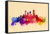 Dallas, Texas - Skyline Abstract-Lantern Press-Framed Stretched Canvas