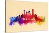Dallas, Texas - Skyline Abstract-Lantern Press-Stretched Canvas