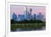 Dallas, Texas - Skyline at Sunrise-Lantern Press-Framed Premium Giclee Print