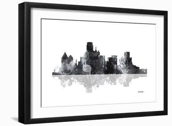 Dallas Texas Skyline BG 1-Marlene Watson-Framed Giclee Print