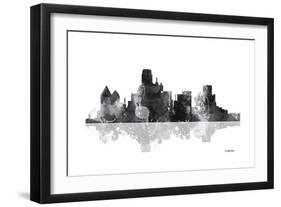 Dallas Texas Skyline BG 1-Marlene Watson-Framed Giclee Print