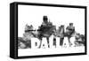 Dallas Texas Skyline BG 2-Marlene Watson-Framed Stretched Canvas