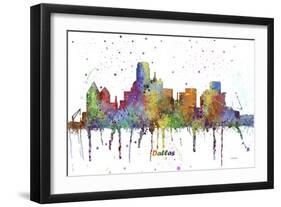 Dallas Texas Skyline MCLR 1-Marlene Watson-Framed Giclee Print