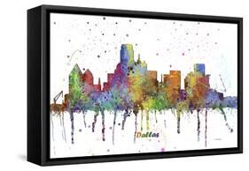 Dallas Texas Skyline MCLR 1-Marlene Watson-Framed Stretched Canvas