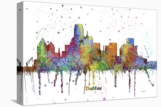 Dallas Texas Skyline MCLR 1-Marlene Watson-Stretched Canvas