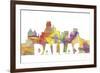 Dallas Texas Skyline Mclr 2-Marlene Watson-Framed Giclee Print
