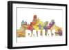 Dallas Texas Skyline Mclr 2-Marlene Watson-Framed Giclee Print