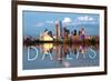Dallas, Texas - Skyline-Lantern Press-Framed Premium Giclee Print