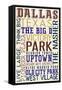 Dallas, Texas - Typography-Lantern Press-Framed Stretched Canvas