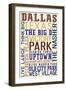 Dallas, Texas - Typography-Lantern Press-Framed Premium Giclee Print