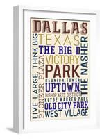 Dallas, Texas - Typography-Lantern Press-Framed Art Print