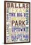 Dallas, Texas - Typography-Lantern Press-Framed Art Print