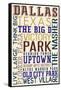 Dallas, Texas - Typography-Lantern Press-Framed Stretched Canvas