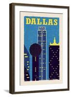 Dallas, Texas - Woodblock-Lantern Press-Framed Art Print