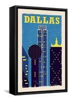 Dallas, Texas - Woodblock-Lantern Press-Framed Stretched Canvas