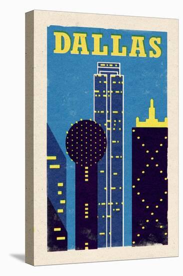 Dallas, Texas - Woodblock-Lantern Press-Stretched Canvas