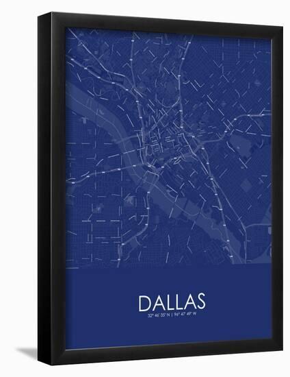 Dallas, United States of America Blue Map-null-Framed Poster