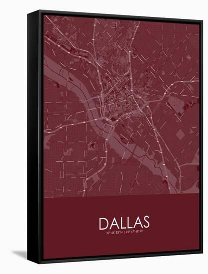Dallas, United States of America Red Map-null-Framed Stretched Canvas
