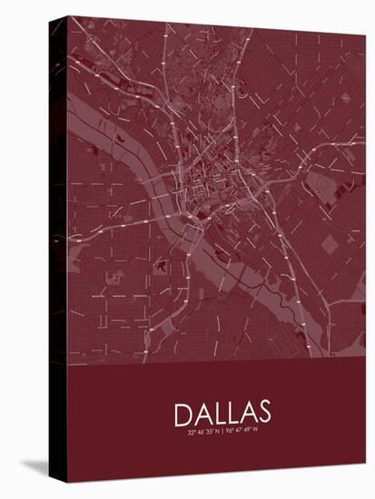 Dallas, United States of America Red Map-null-Stretched Canvas