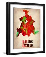 Dallas Watercolor Map-NaxArt-Framed Art Print