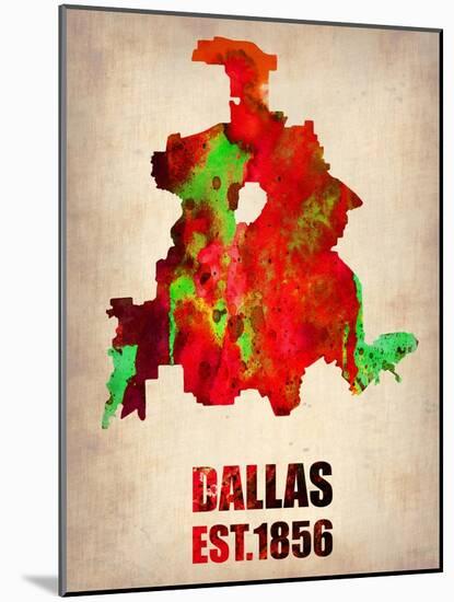 Dallas Watercolor Map-NaxArt-Mounted Art Print