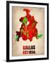 Dallas Watercolor Map-NaxArt-Framed Art Print