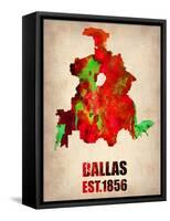 Dallas Watercolor Map-NaxArt-Framed Stretched Canvas