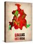 Dallas Watercolor Map-NaxArt-Stretched Canvas