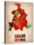 Dallas Watercolor Map-NaxArt-Stretched Canvas