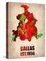 Dallas Watercolor Map-NaxArt-Stretched Canvas