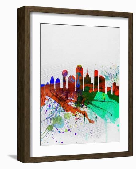 Dallas Watercolor Skyline-NaxArt-Framed Art Print