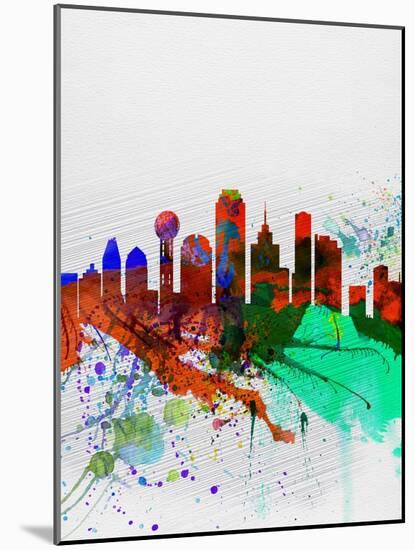 Dallas Watercolor Skyline-NaxArt-Mounted Art Print