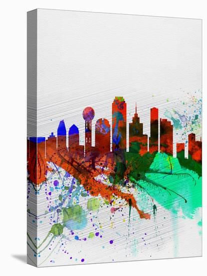 Dallas Watercolor Skyline-NaxArt-Stretched Canvas