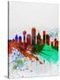 Dallas Watercolor Skyline-NaxArt-Stretched Canvas