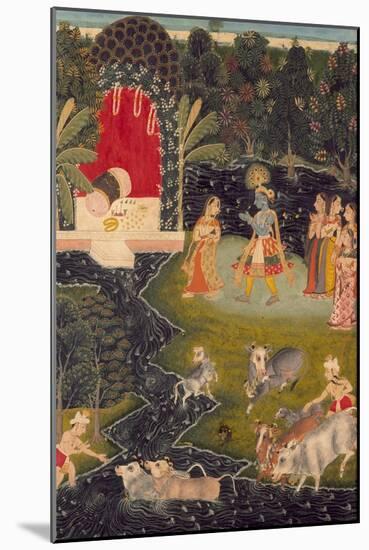 Dalliance in Vrindavan-null-Mounted Art Print