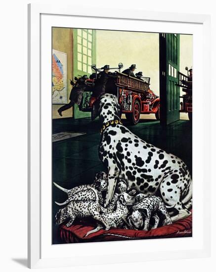 "Dalmatian and Pups," January 13, 1945-Stevan Dohanos-Framed Giclee Print