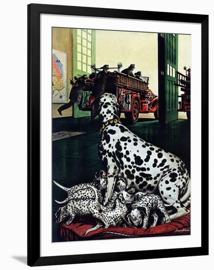 "Dalmatian and Pups," January 13, 1945-Stevan Dohanos-Framed Giclee Print