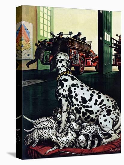 "Dalmatian and Pups," January 13, 1945-Stevan Dohanos-Stretched Canvas