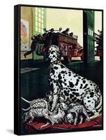 "Dalmatian and Pups," January 13, 1945-Stevan Dohanos-Framed Stretched Canvas