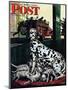 "Dalmatian and Pups," Saturday Evening Post Cover, January 13, 1945-Stevan Dohanos-Mounted Giclee Print